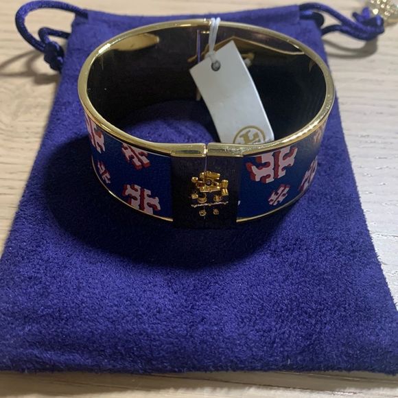 Tory Burch skinny leather inlay cuff - Picture 1 of 5